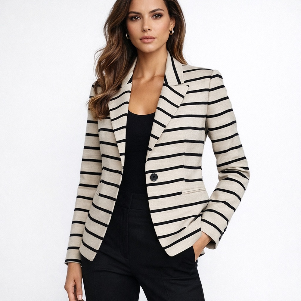 Judith & Charles Philip B Stripe Cotton Linen Jacket